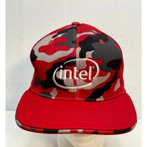 Intel pro flex hat cap large 7" fitted camo red